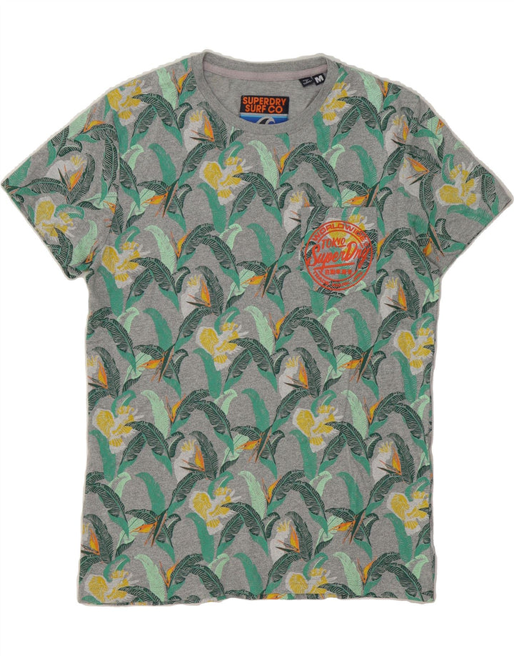SUPERDRY Mens T-Shirt Top Medium Grey Floral Polyester Vintage Superdry and Second-Hand Superdry from Messina Hembry 