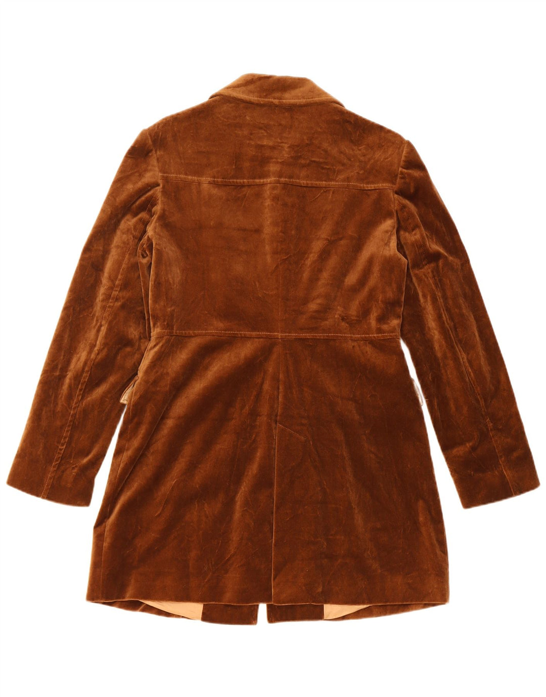 Zara Womens Velvet Overcoat EU 40 Medium Brown Cotton