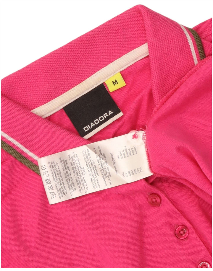 Diadora Womens Polo Shirt UK 12 Medium Pink Cotton