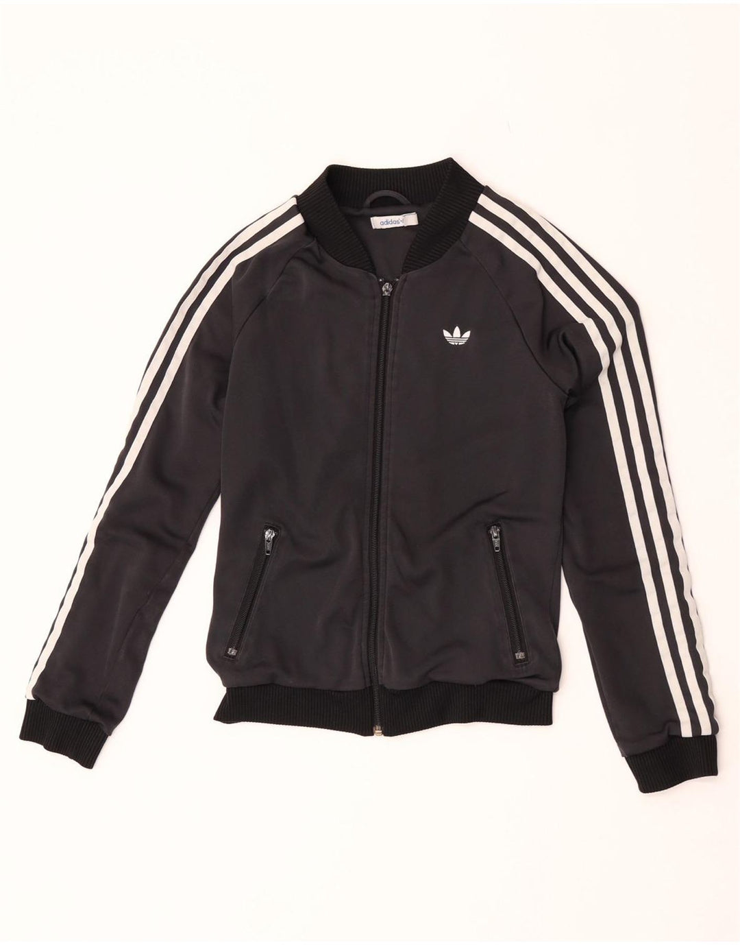 Adidas Womens Tracksuit Top Jacket EU 34 XS Black Nylon