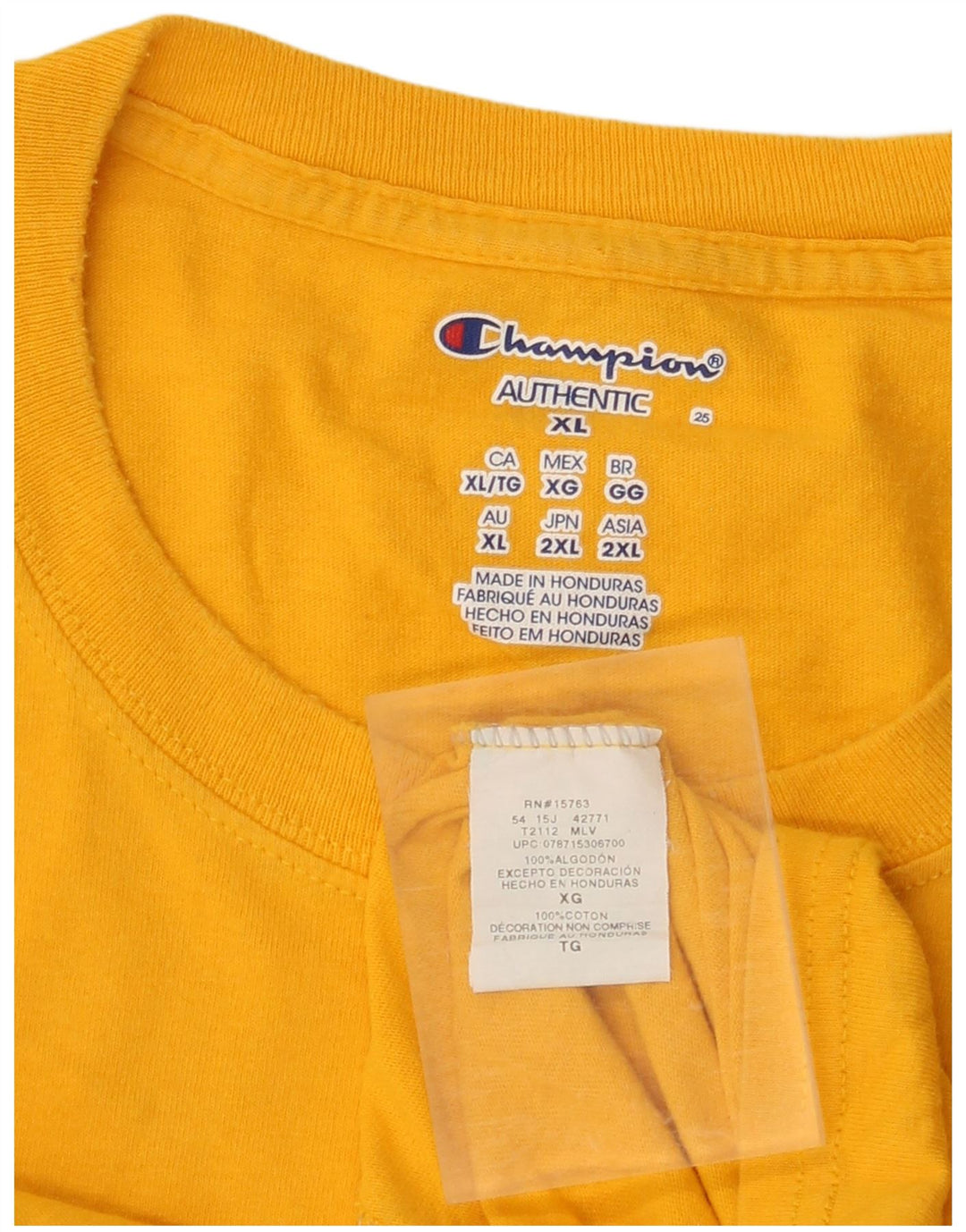 CHAMPION Mens T-Shirt Top XL Yellow Cotton