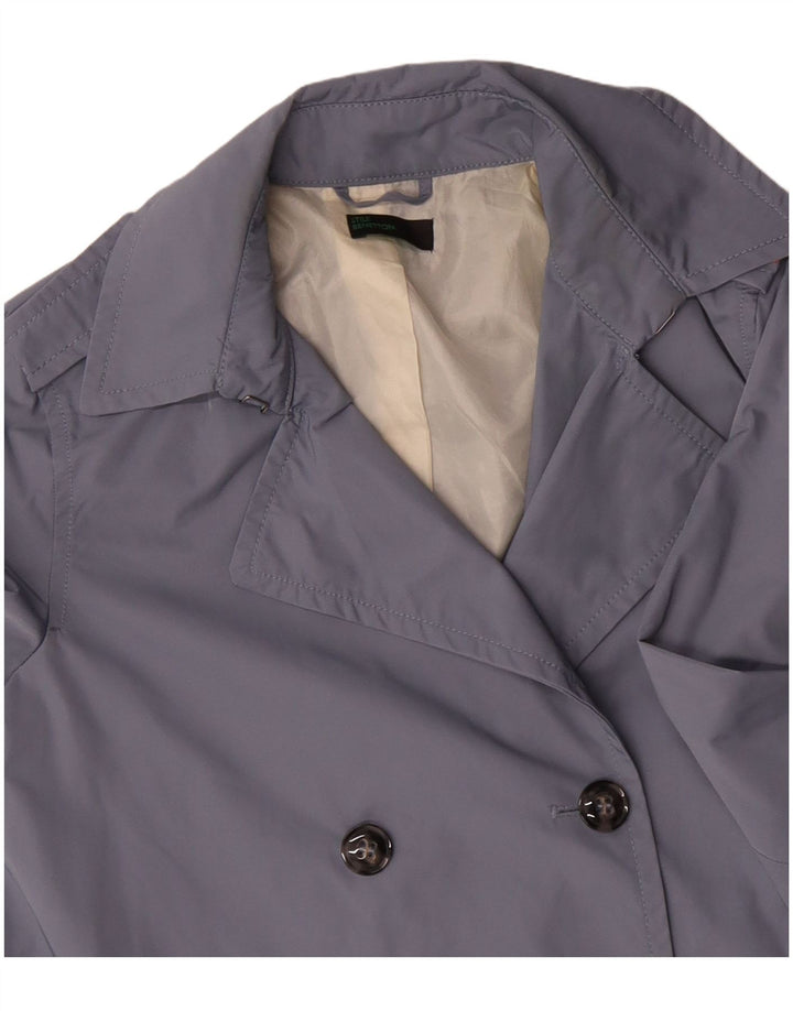 Benetton Womens Oversized Trench Coat UK 10 Small Blue Polyester