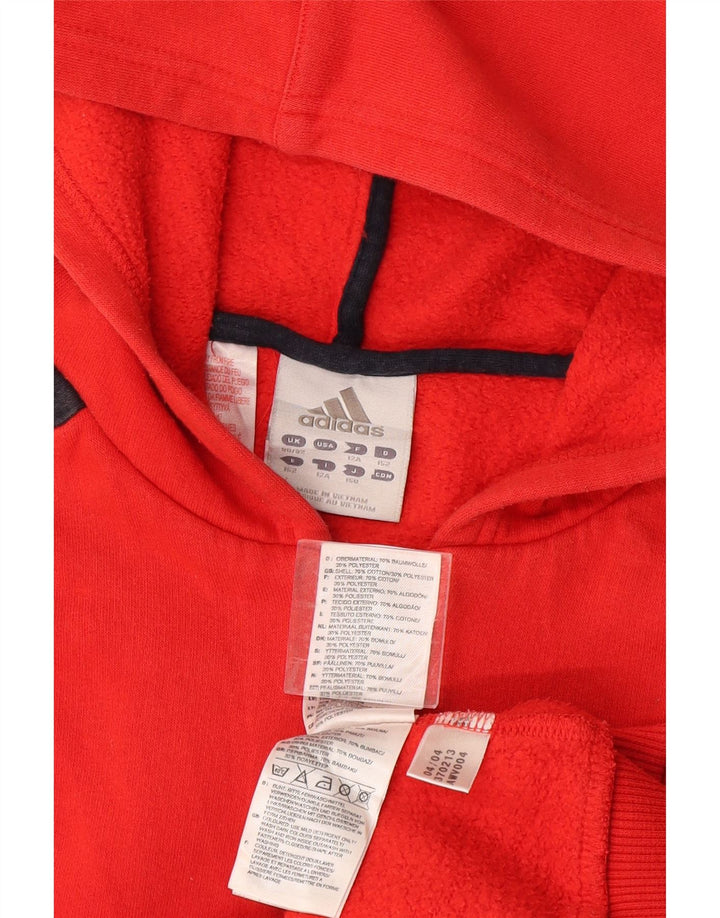 ADIDAS Boys Graphic Zip Hoodie Sweater 11-12 Years Red Colourblock Cotton