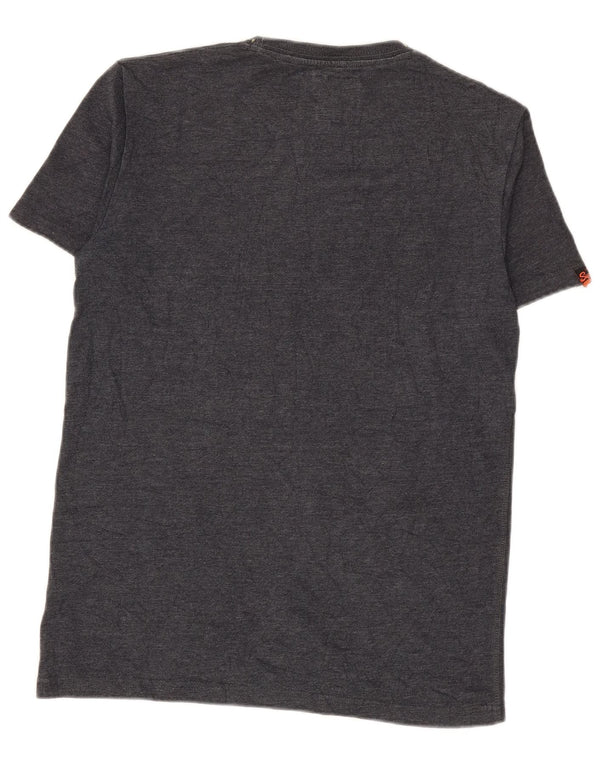 SUPERDRY Mens Graphic T-Shirt Top Medium Grey Cotton