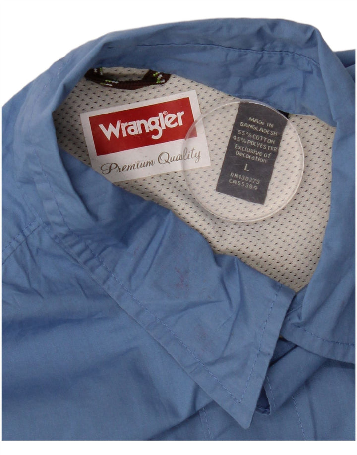 Wrangler Mens Shirt Large Blue Cotton