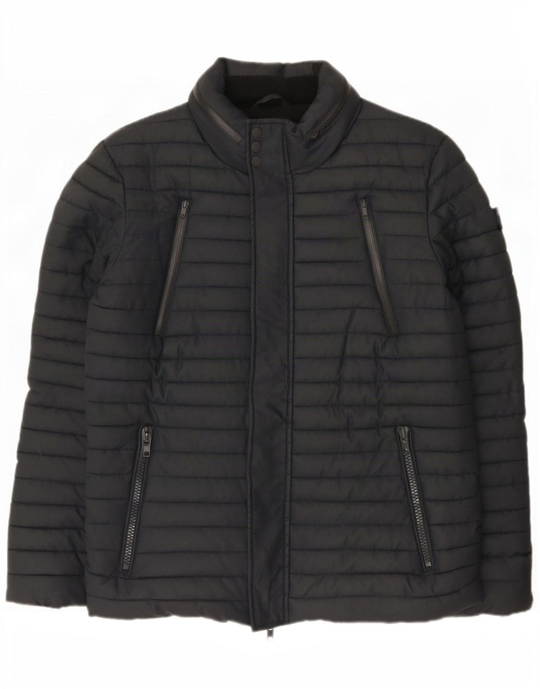 Superdry Mens Hooded Padded Jacket UK 40 Large Navy Blue Polyester
