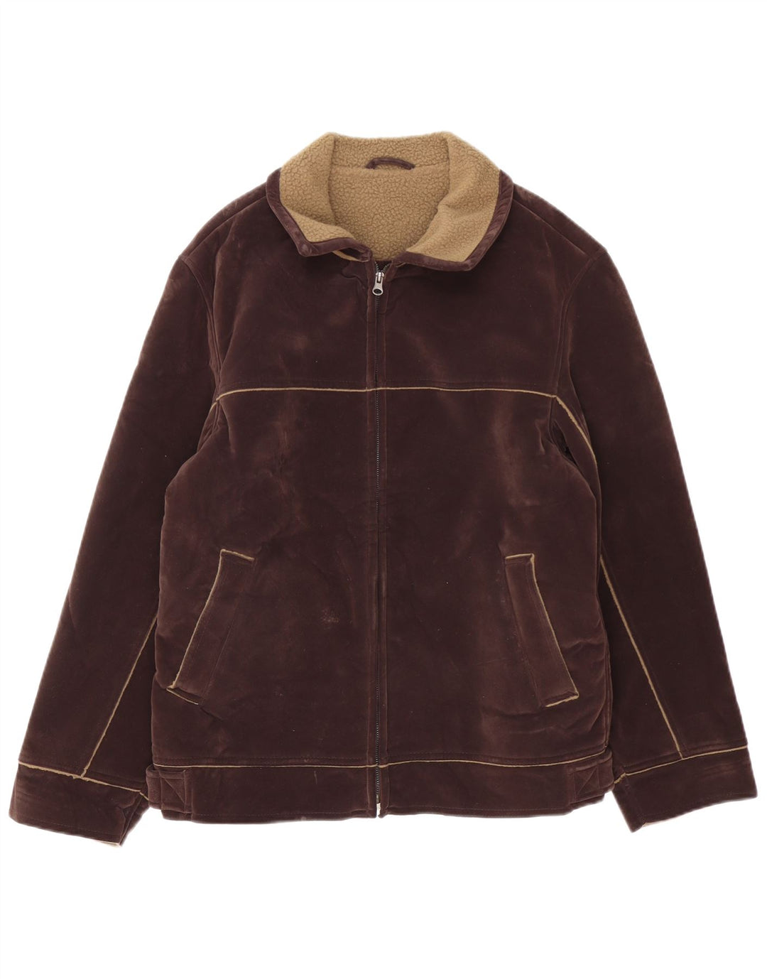 Vintage Mens Sherpa Jacket UK 40 Large Brown Polyester