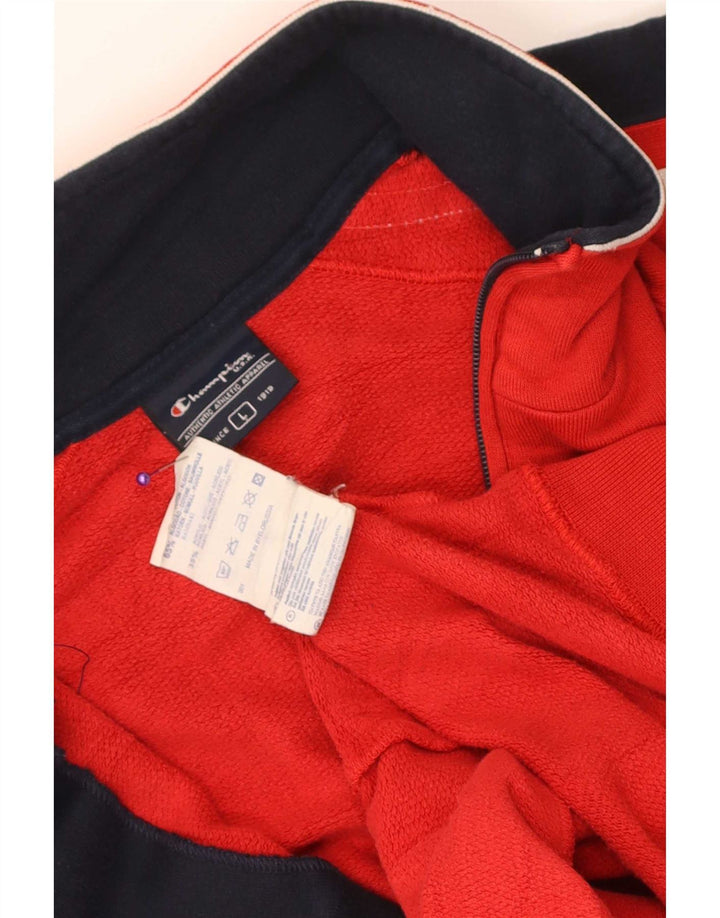 Champion Mens Tracksuit Top Jacket Large Red Colourblock Cotton