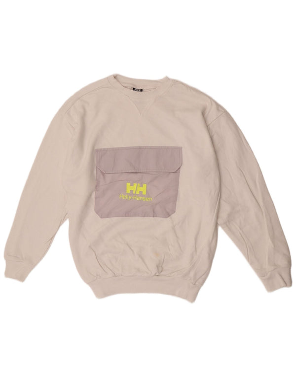 Helly Hansen Mens Graphic Sweatshirt Jumper Small White Colourblock Cotton