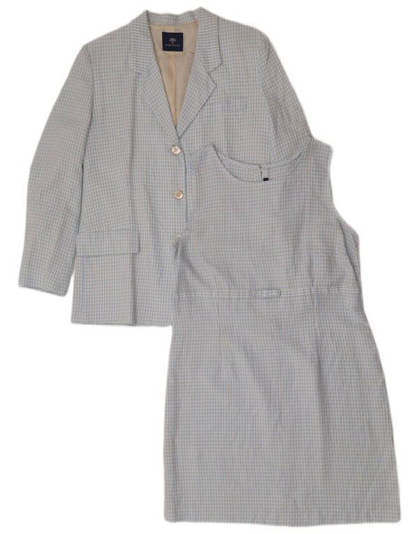 Vintage Womens 3 Button 2 Piece Set IT 46 Large Blue Gingham Viscose