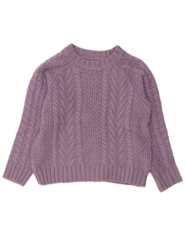 FAT FACE Womens Crop Boat Neck Jumper Sweater UK 8 Small  Purple Polyester