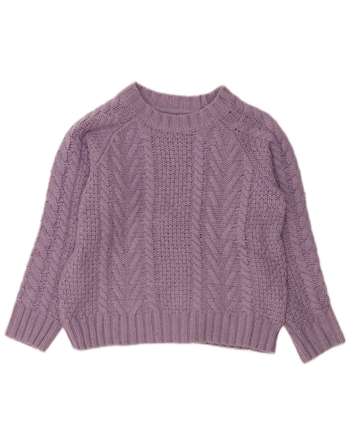 FAT FACE Womens Crop Boat Neck Jumper Sweater UK 8 Small  Purple Polyester
