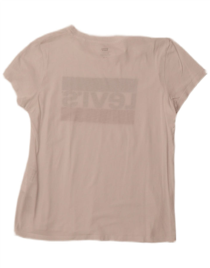 LEVI'S Womens Graphic T-Shirt Top UK 12 Medium White Cotton