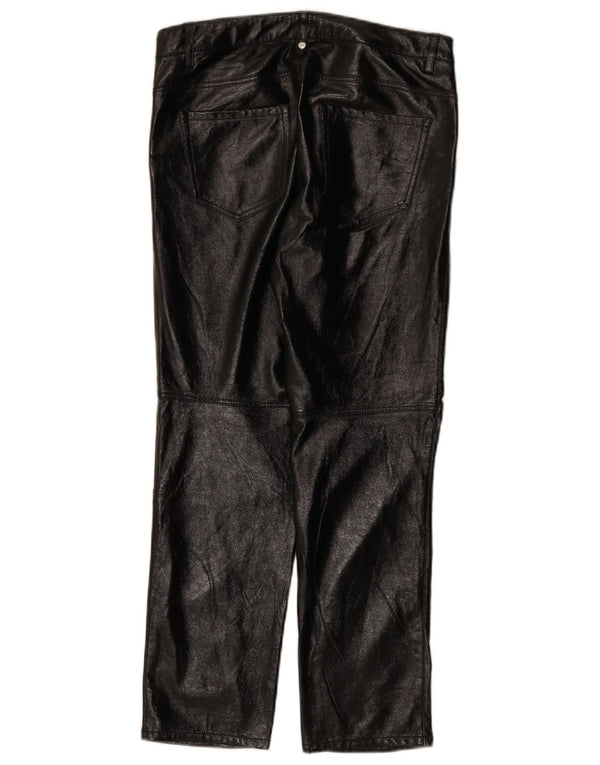 Zara Womens Straight Faux Leather Trousers Small W26 L27 Black