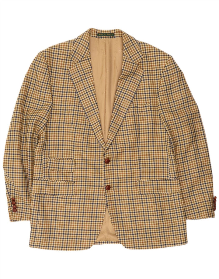 Magee Mens 2 Button Blazer Jacket EU 54 Large Beige Check New Wool