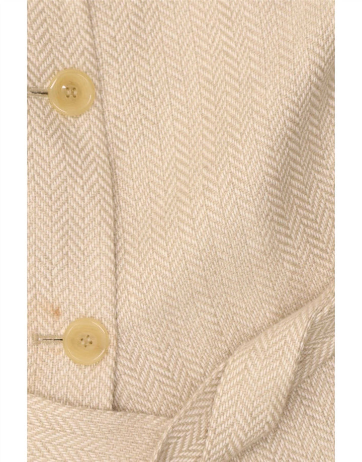 Elegance Womens Overcoat UK 12 Medium Beige Herringbone Linen