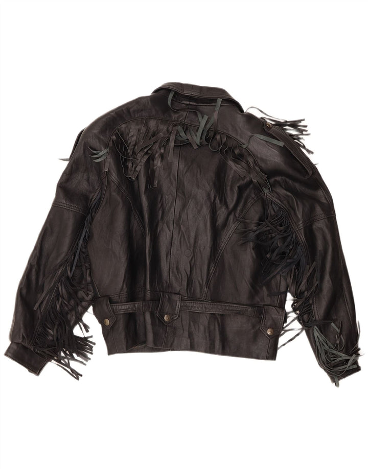 Vintage Mens Leather Biker Jacket UK 40 Large Black