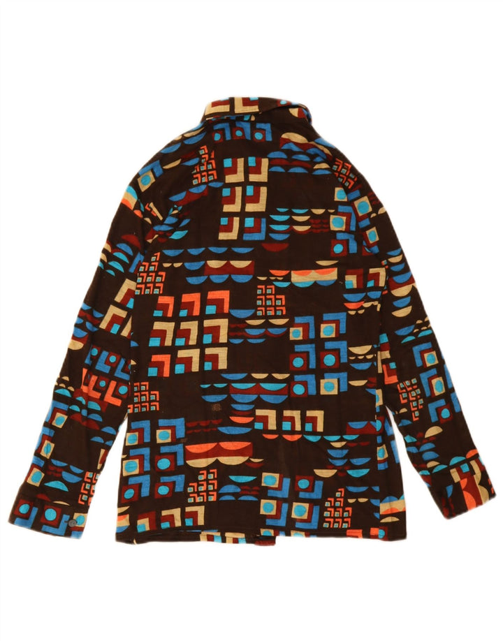 Vintage Boys Shirt 11-12 Years Brown Geometric Polyacrylic