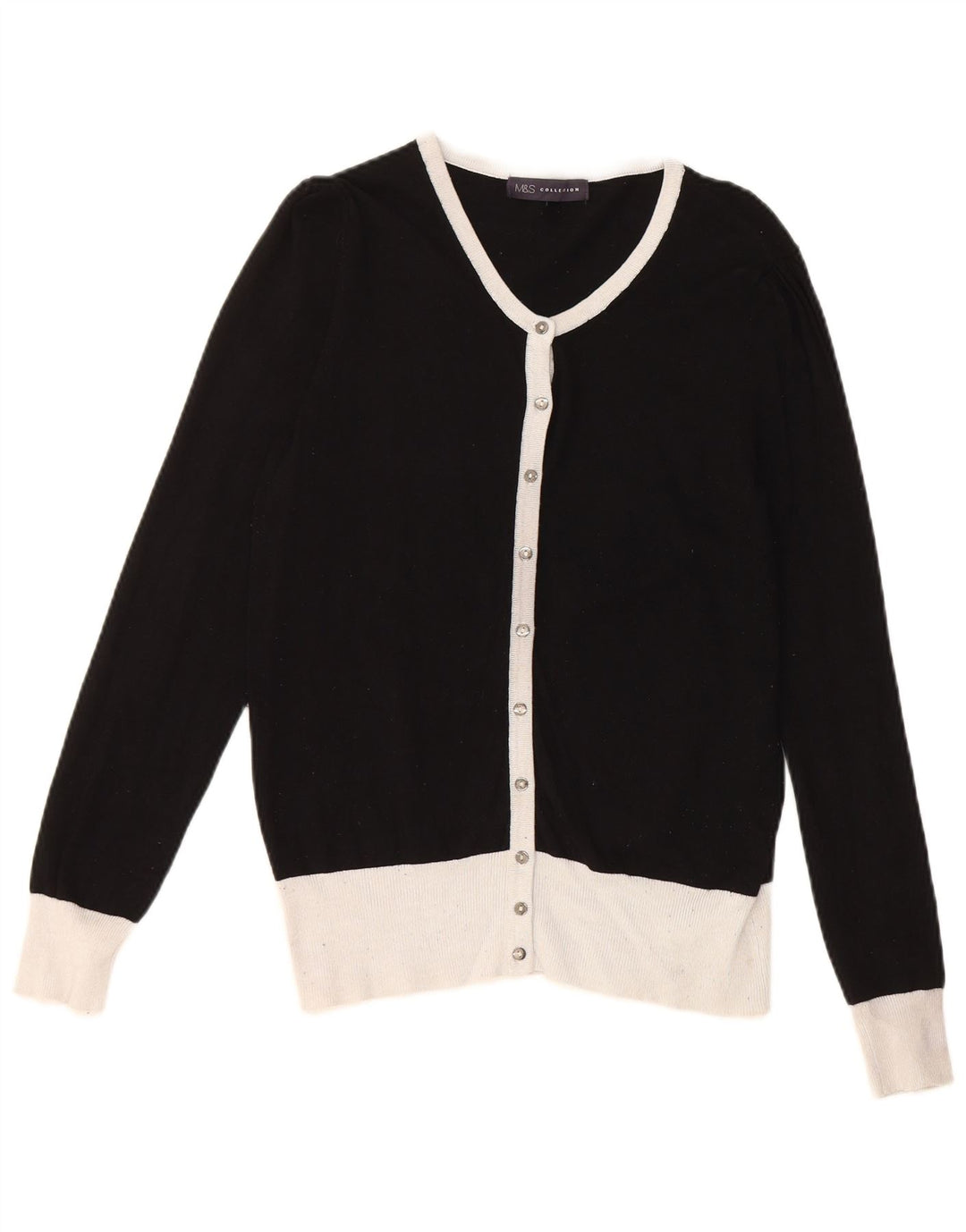 Marks & Spencer Womens Cardigan Sweater UK 10 Samll Black Colourblock