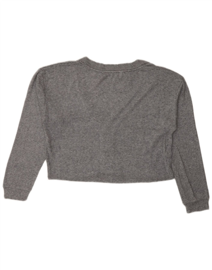 Zara Womens Crop Oversized Cardigan Sweater UK 10 Small Grey