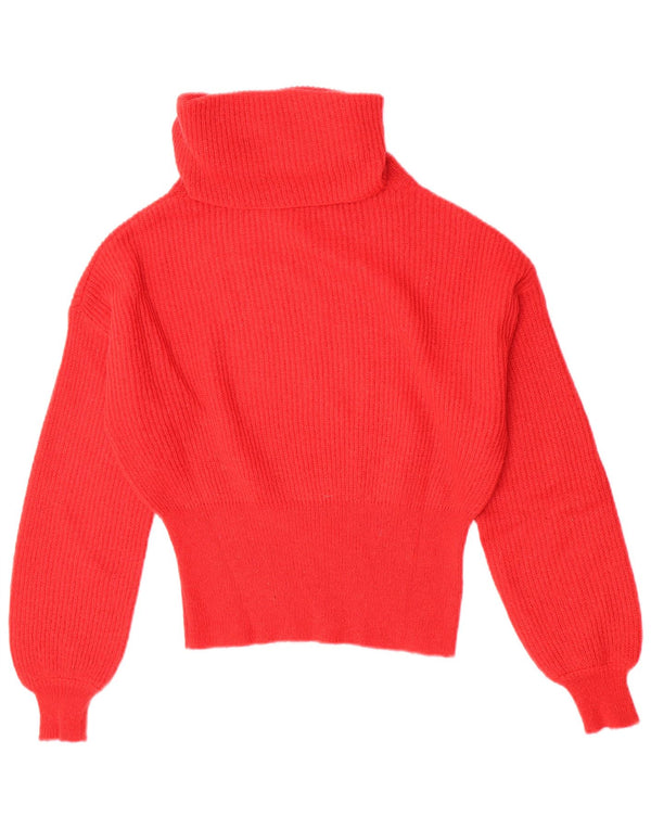 Kontatto Womens Roll Neck Jumper Sweater UK 12 Medium Red Acrylic