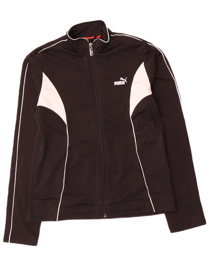 Puma Womens Tracksuit Top Jacket UK 14 Large Black Colourblock Polyester