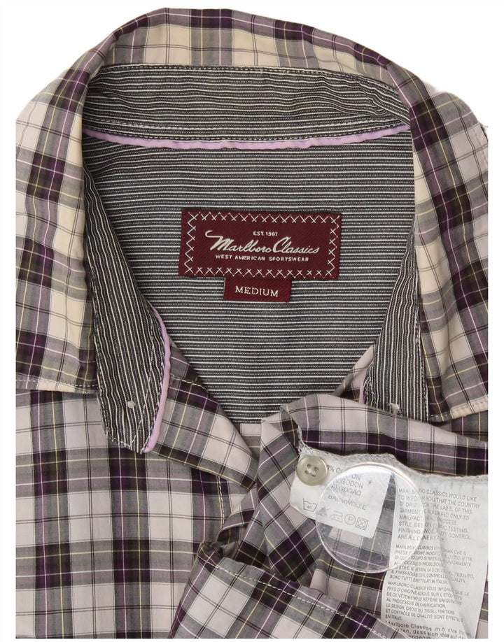 Marlboro Classics Mens Shirt Medium Purple Check Cotton