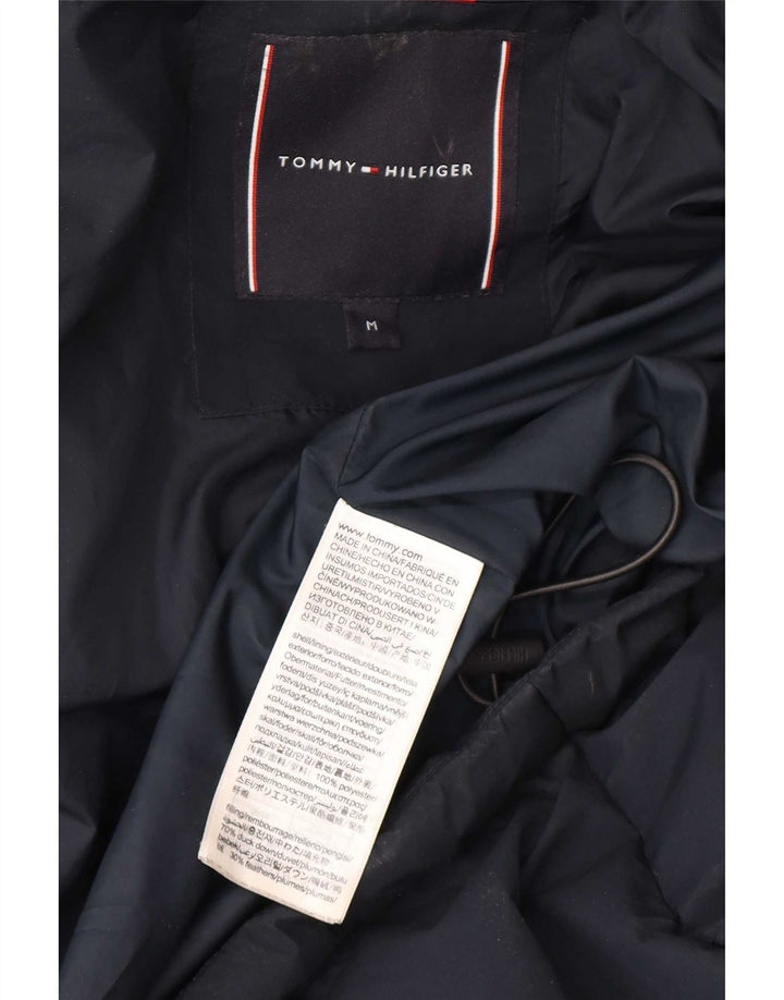 Tommy Hilfiger Mens Hooded Padded Jacket UK 38 Medium Navy Blue Polyester
