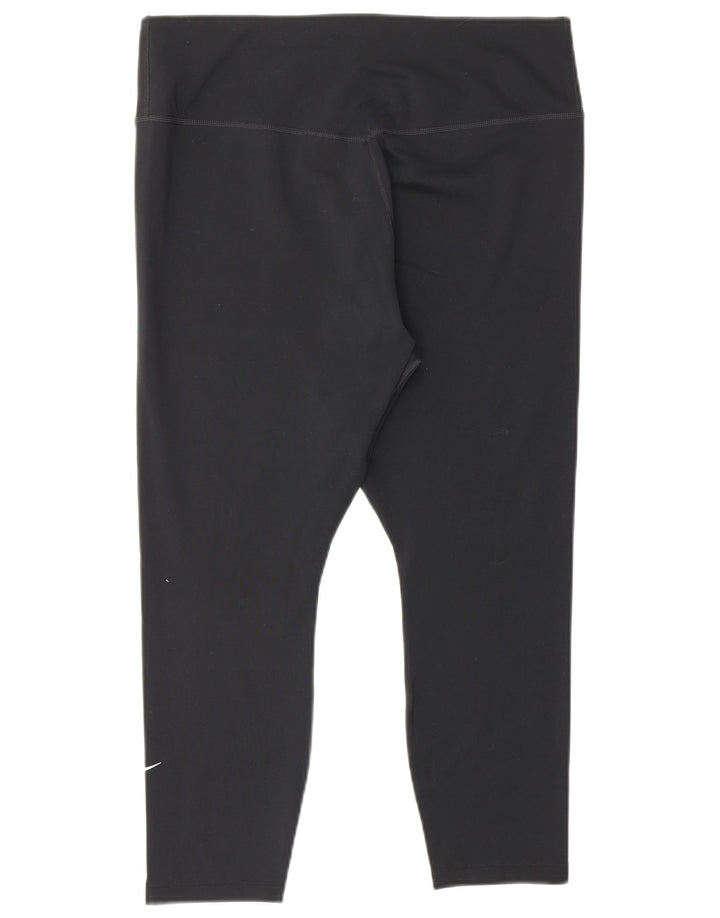 NIKE Womens Dri Fit Capri Leggings UK 14 Large  Black Polyester