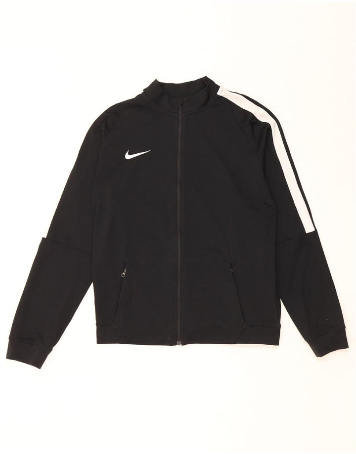 NIKE Boys Dri Fit Tracksuit Top Jacket 13-14 Years XL Black Colourblock