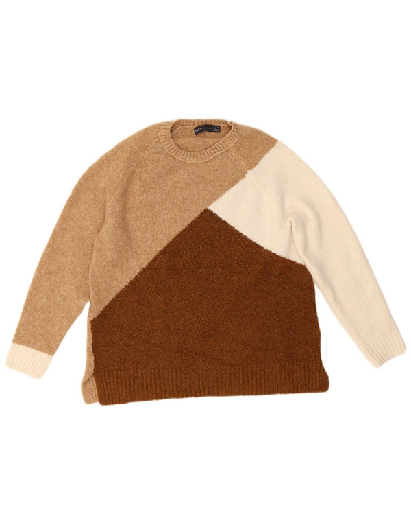 Marks & Spencer Womens Crew Neck Jumper Sweater UK 12 Medium Brown