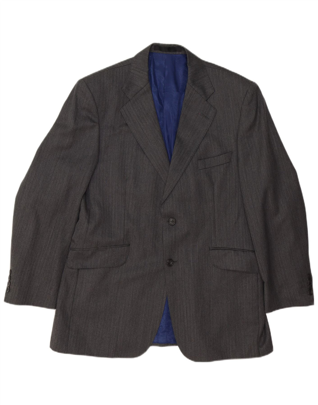 Marks & Spencer Mens 2 Button Blazer Jacket UK 42 Large Grey Pinstripe Wool