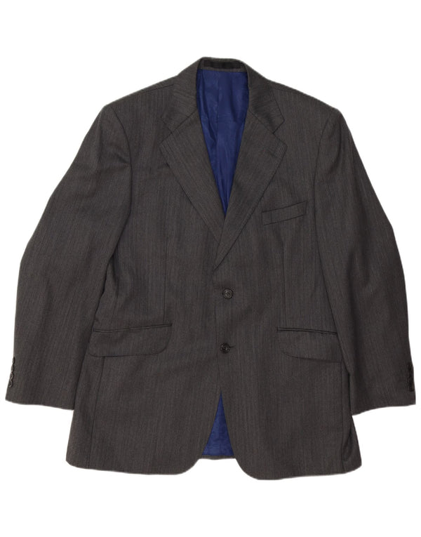 Marks & Spencer Mens 2 Button Blazer Jacket UK 42 Large Grey Pinstripe Wool
