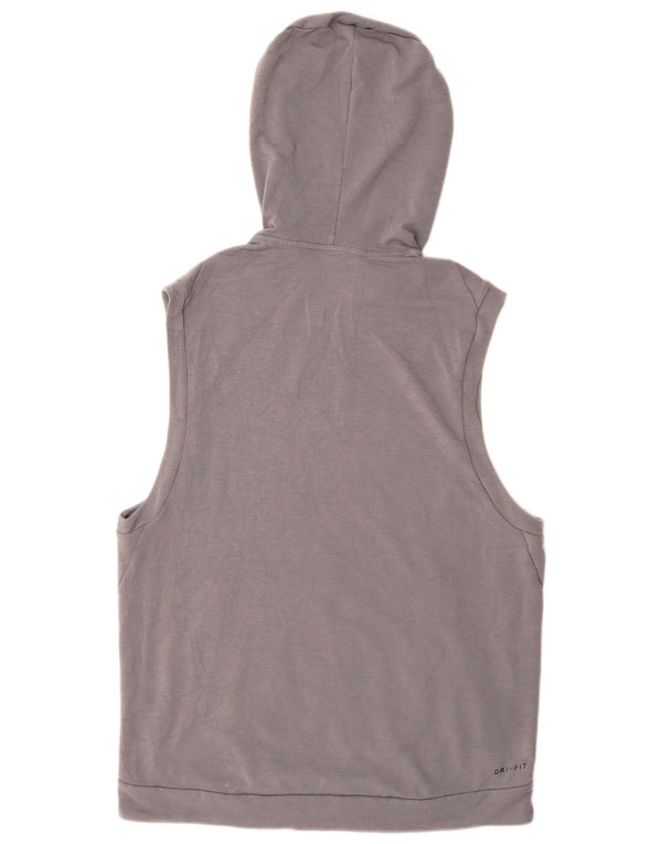 NIKE Mens Dri Fit Sleeveless Hoodie Jumper Medium Grey Polyester