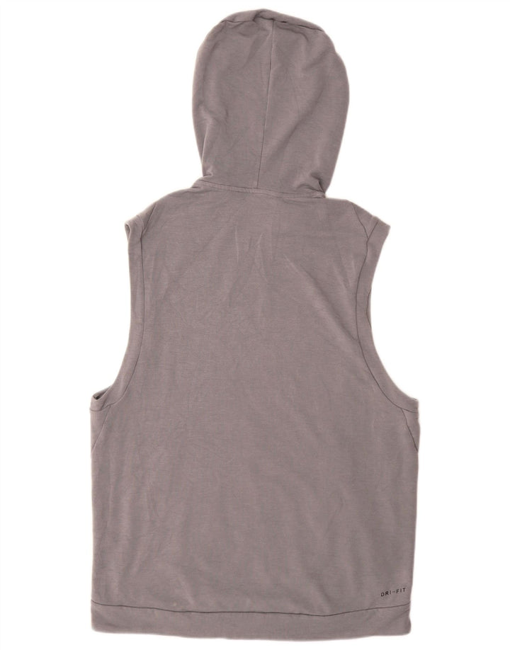 NIKE Mens Dri Fit Sleeveless Hoodie Jumper Medium Grey Polyester