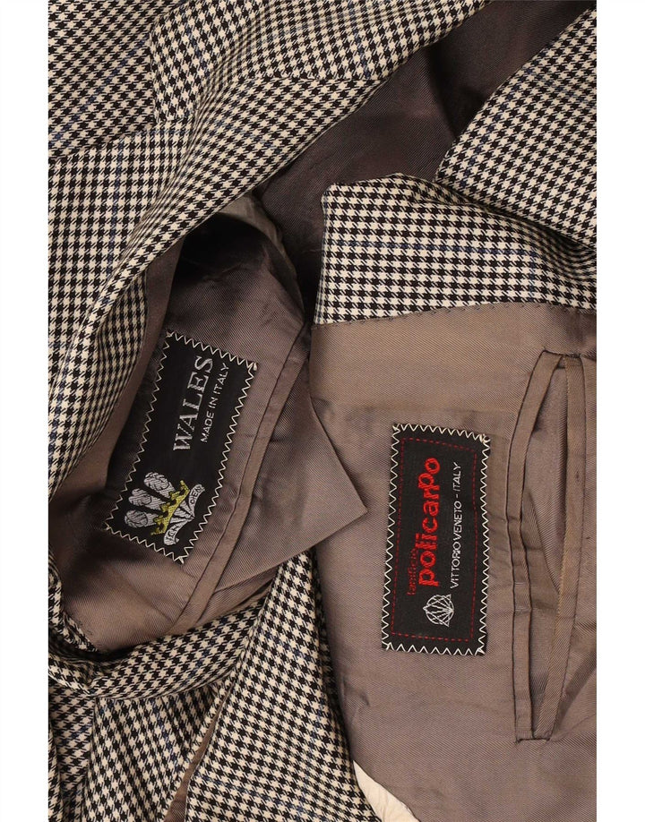 Policarpo Mens 2 Button Blazer Jacket UK 38 Medium Grey Houndstooth