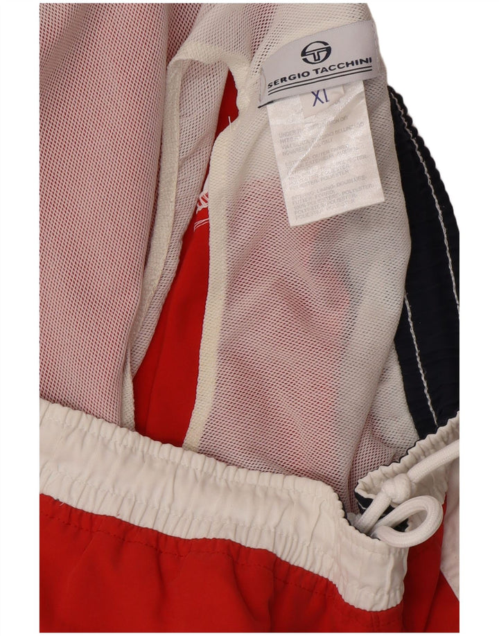 SERGIO TACCHINI Mens Graphic Swimming Shorts XL  Red Colourblock Polyester