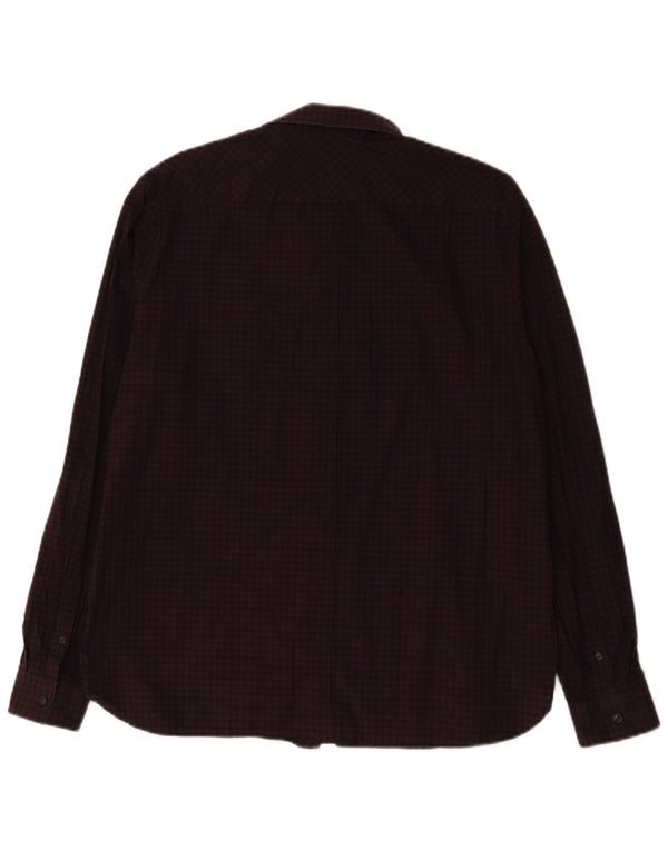 Fred Perry Mens Shirt XL Burgundy Check Cotton