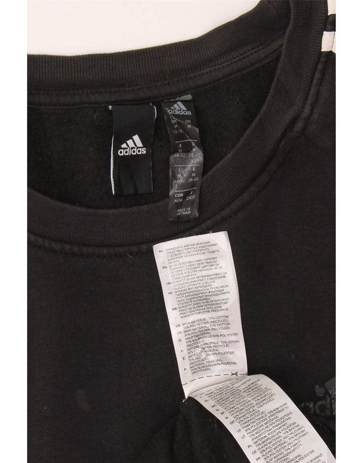 Adidas Womens Sweatshirt Jumper UK 12/14 Medium Black Cotton