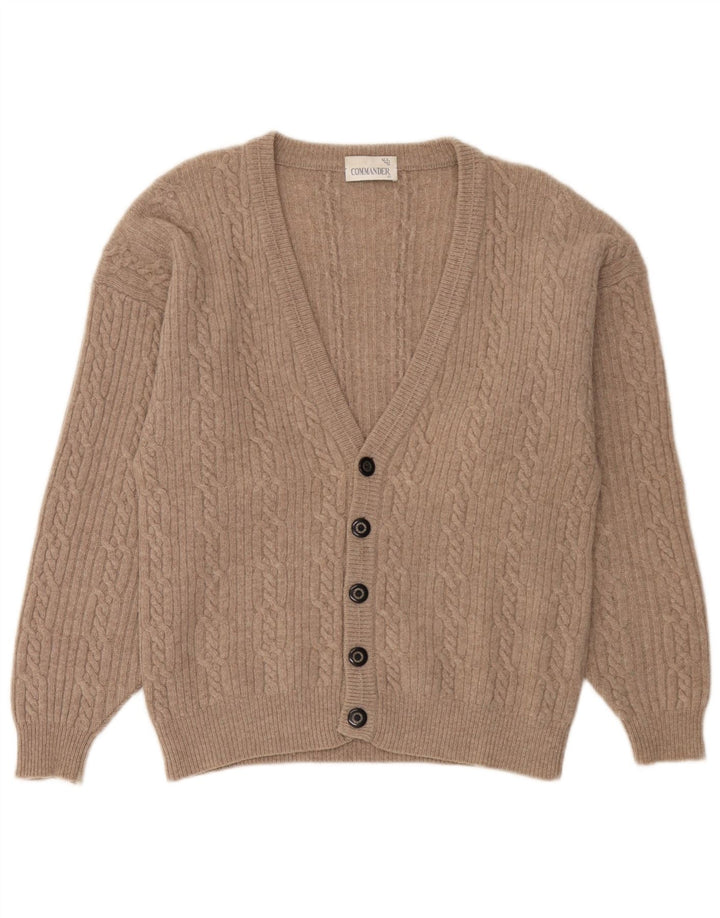 Commander Mens Cardigan Sweater IT 50 Medium Beige Lambswool