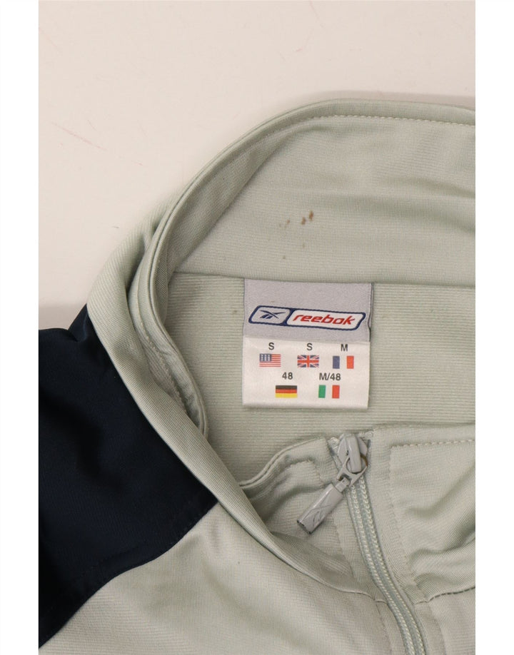 REEBOK Mens Graphic Tracksuit Top Jacket Small Grey Colourblock Polyester Vintage Reebok and Second-Hand Reebok from Messina Hembry 
