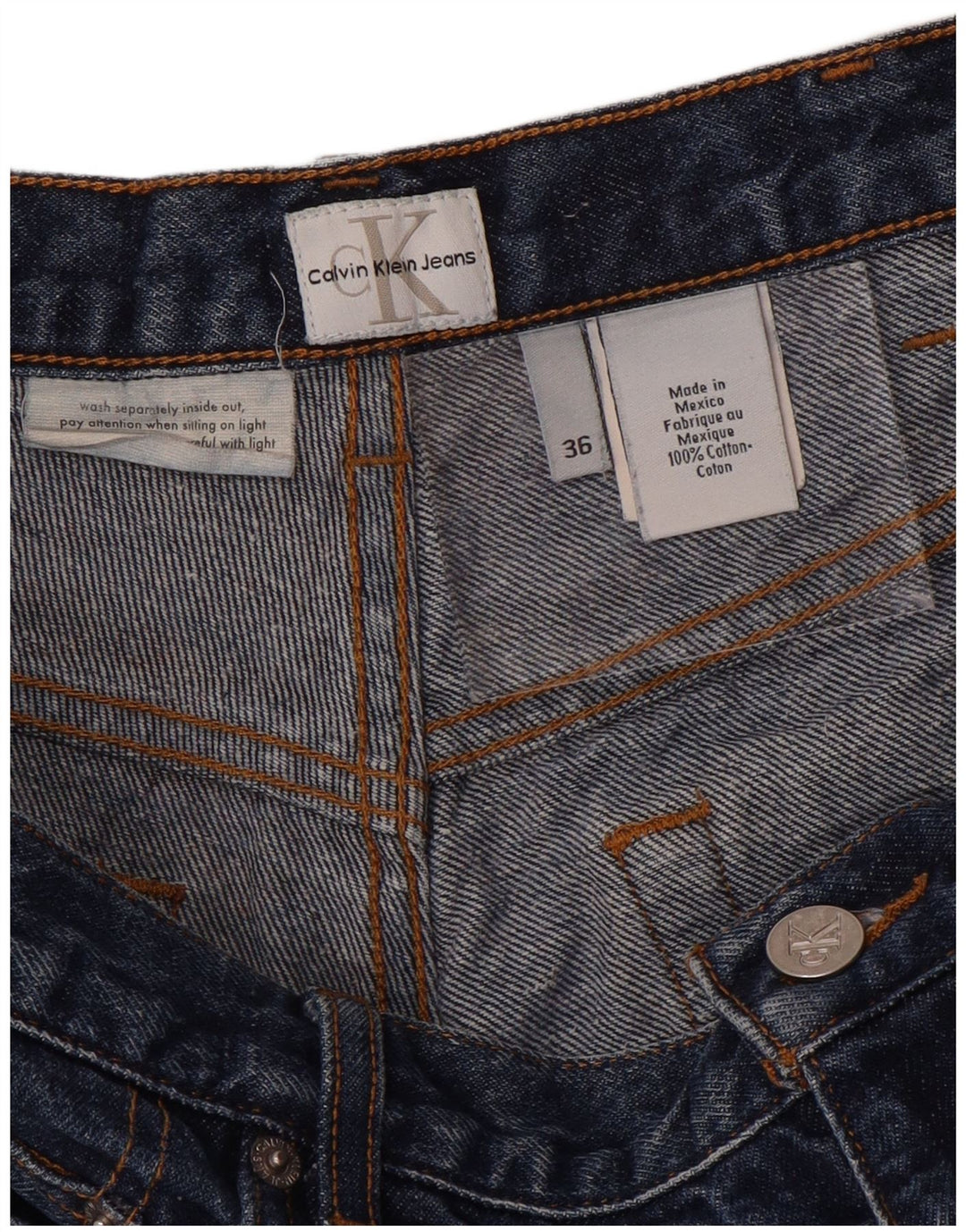 CALVIN KLEIN Mens Straight Jeans W36 L31  Blue Cotton