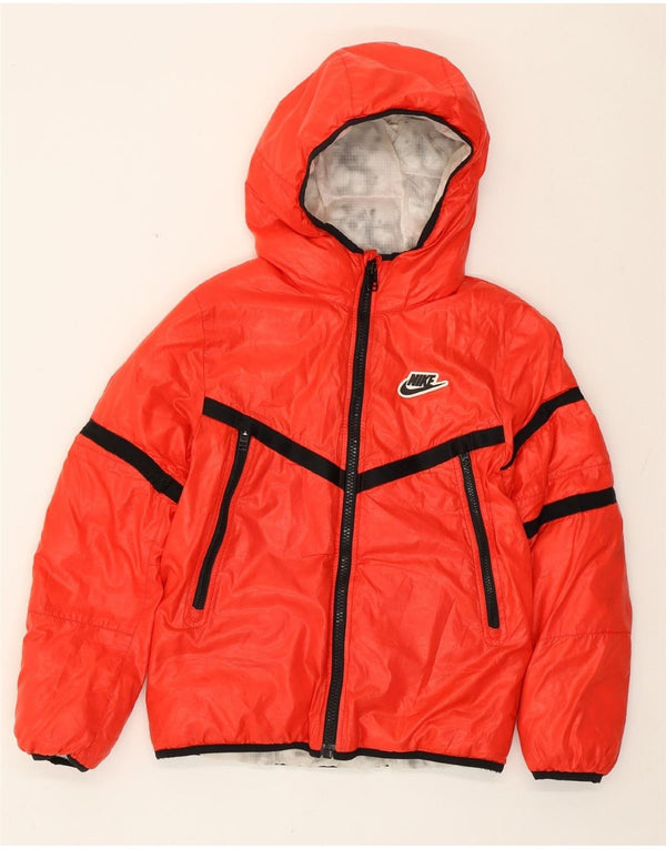 NIKE Boys Standard Fit Padded Jacket 13-14 Years Large Red Colourblock