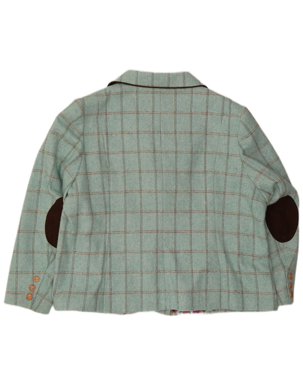 Joe Browns Womens 3 Button Blazer Jacket UK 30 7XL Turquoise Check