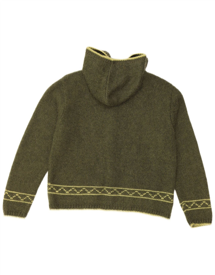 ROYAL ROBBINS Womens Hooded Cardigan Sweater UK 16 Large Green Fair Isle