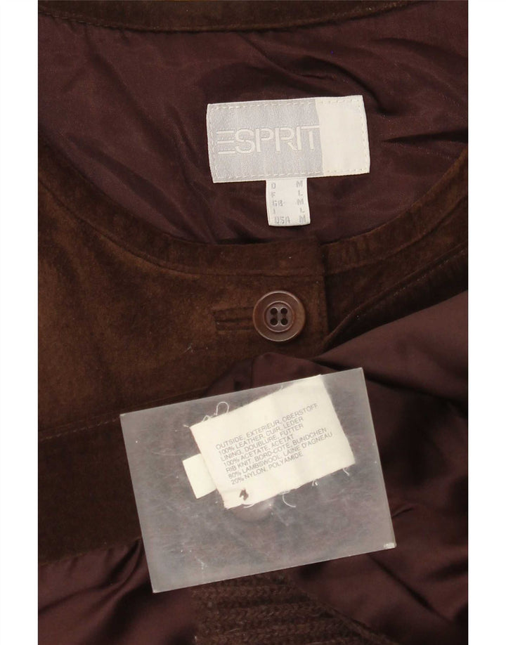 Esprit Womens Suede Gilet UK 14 Medium Brown Leather