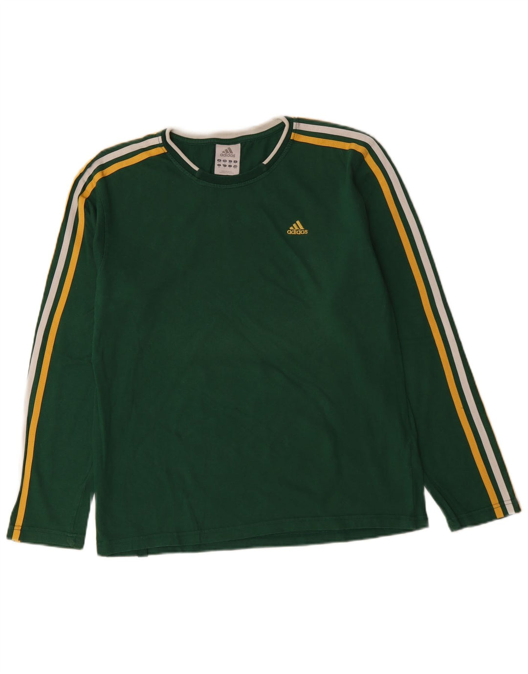 ADIDAS Mens Top Long Sleeve UK 40/42 Medium Green Cotton