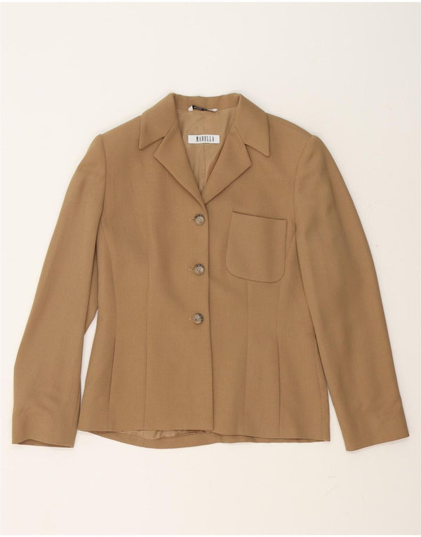 Marella Womens 3 Button Blazer Jacket UK 10 Small Beige Virgin Wool