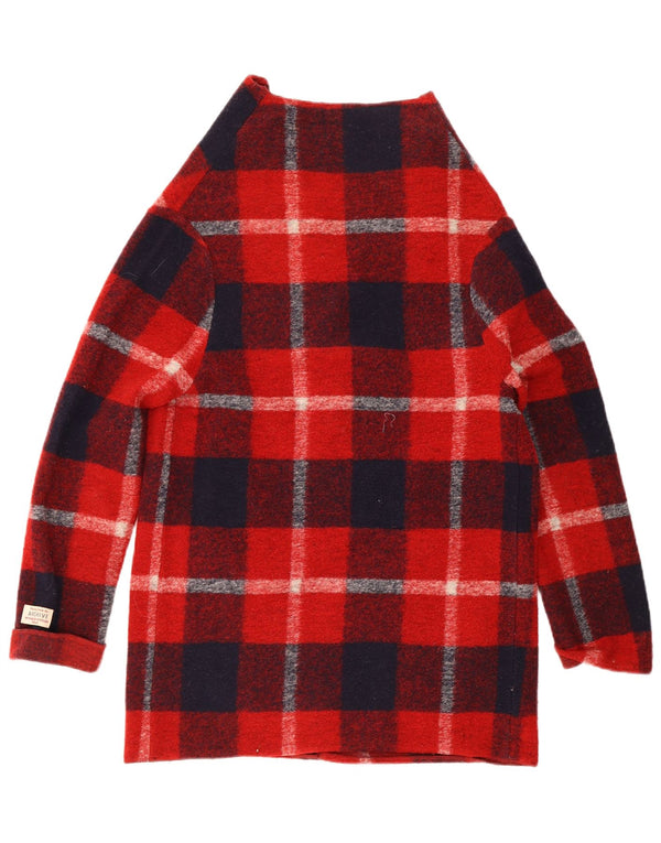 Woolrich Womens Longline Cardigan Sweater UK 10 Small Red Plaid Wool