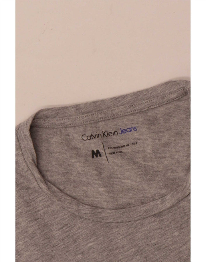Calvin Klein Jeans Mens Graphic T-Shirt Top Medium Grey Flecked